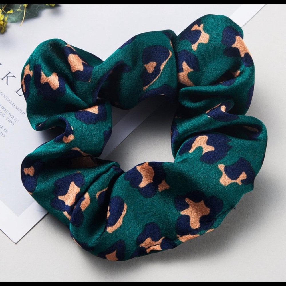 NWT Teal Brown and Black Scrunchie